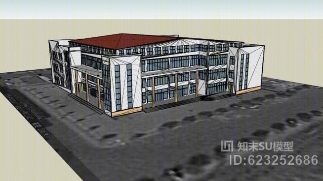 黄河科技学院南区新综合餐厅SU模型下载【ID:623252686】