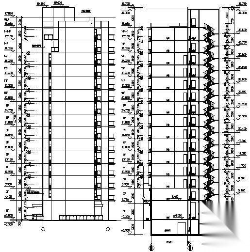 某小区十四层商住楼建筑初步图纸cad施工图下载【ID:168464101】