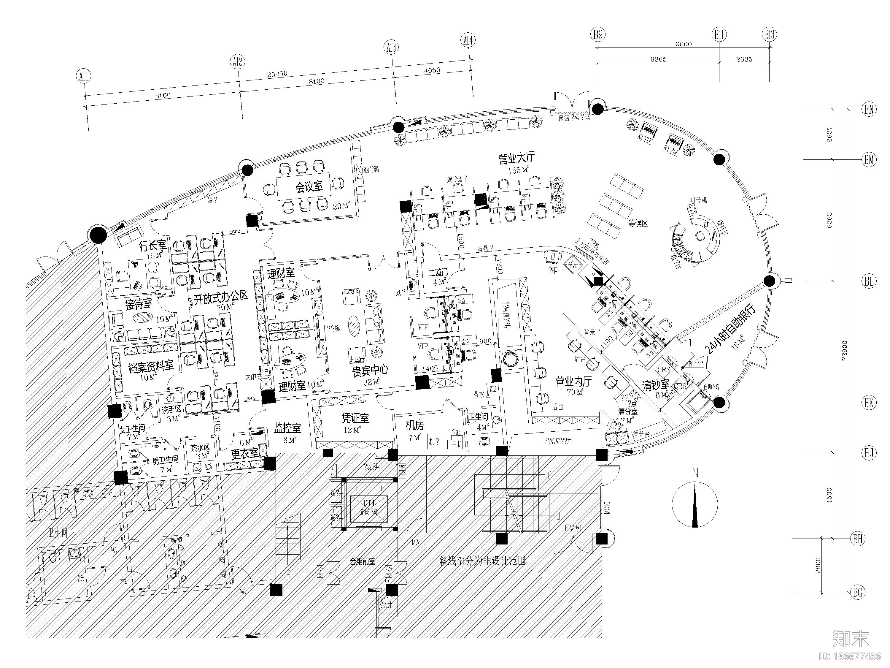 [广东]广州银行550㎡空港支行设计施工图cad施工图下载【ID:166677486】