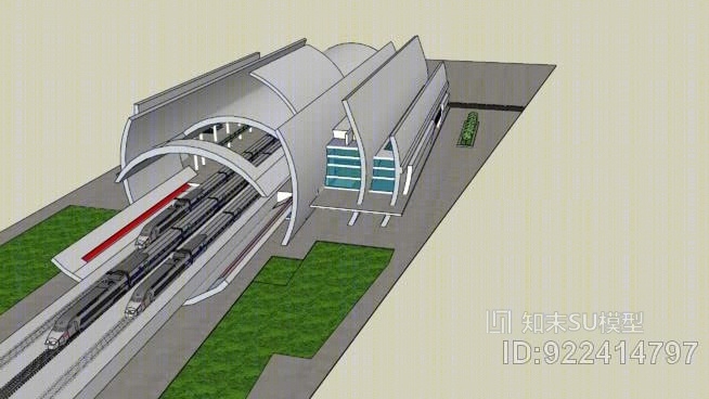 未来火车站SU模型下载【ID:922414797】