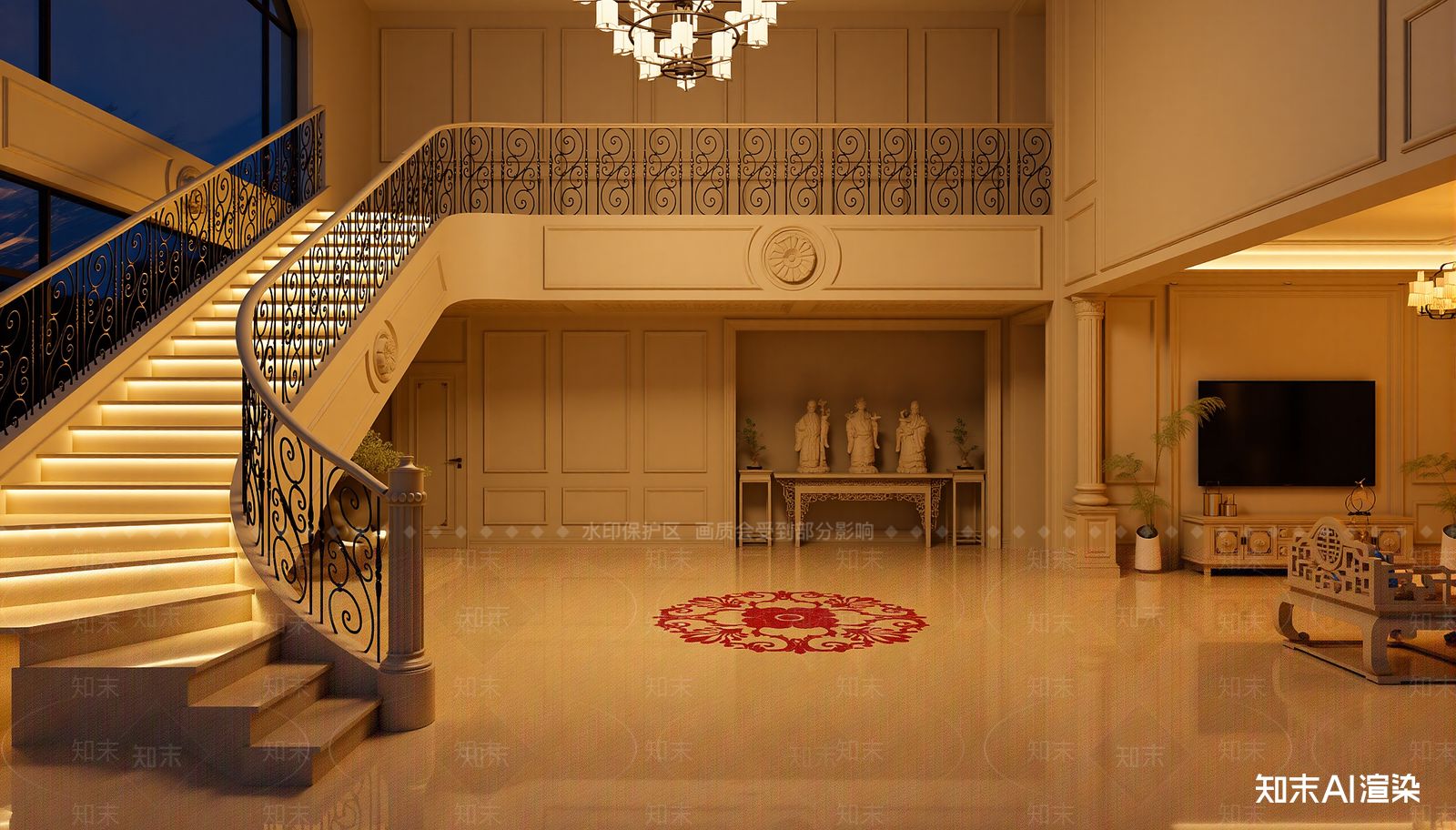 现代挑空客厅3D模型下载【ID:1221876755】