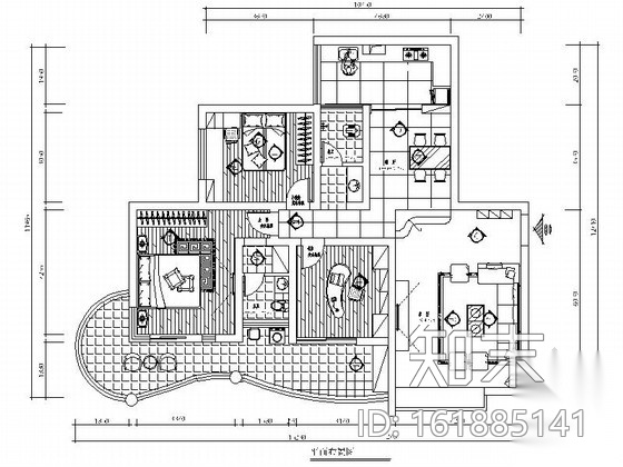 [广东]现代简约三居室装修施工图（含效果）施工图下载【ID:161885141】