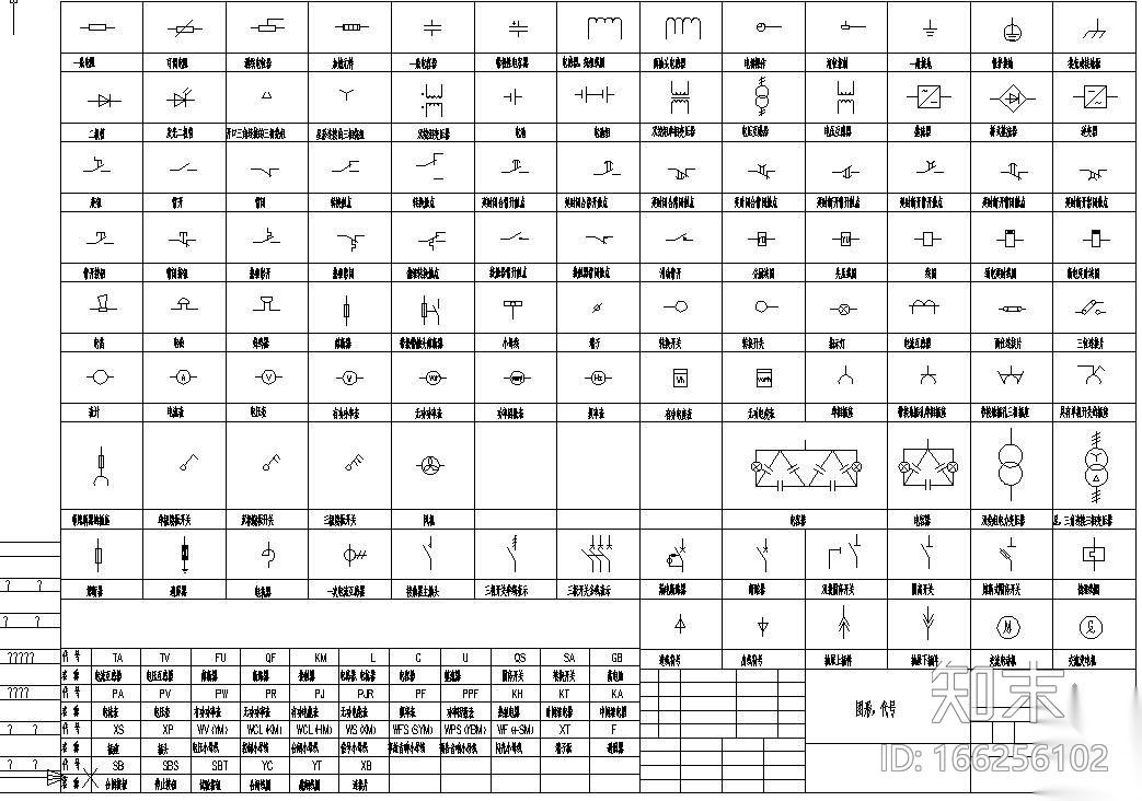 CAD电气符号库cad施工图下载【ID:166256102】