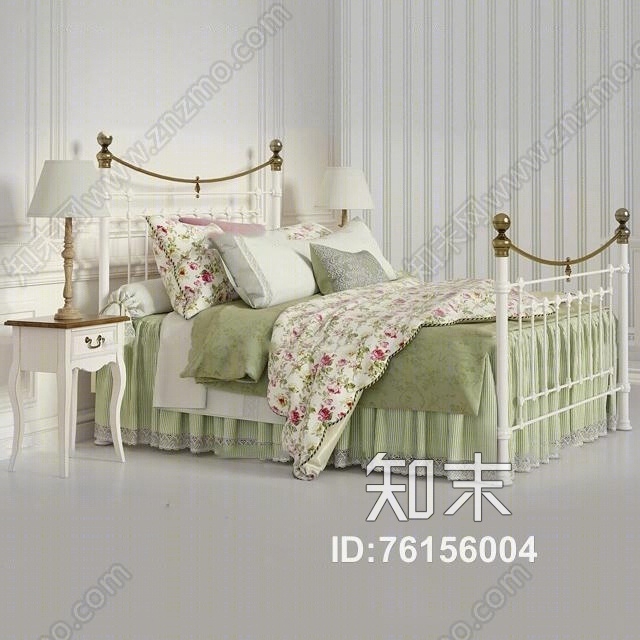 美式双人床3D模型下载【ID:76156004】