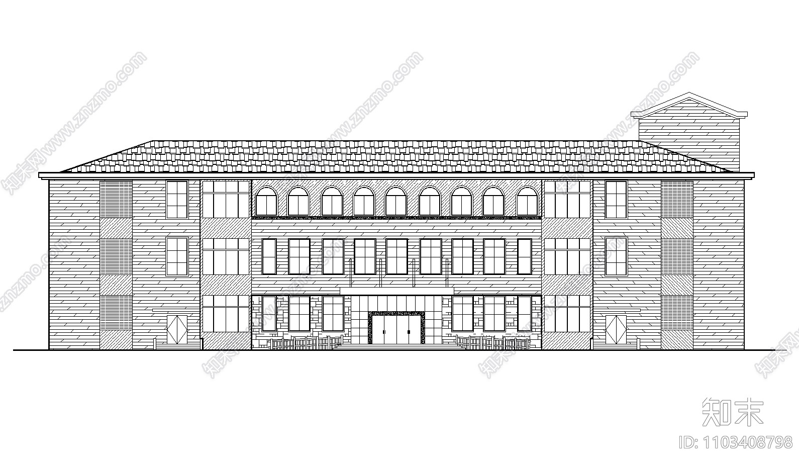 中学食堂建筑cad施工图下载【ID:1103408798】