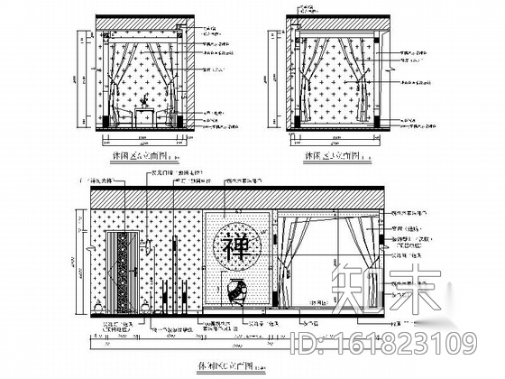 [陕西]美容养生新中式风格会所室内装修施工图（含效果）cad施工图下载【ID:161823109】