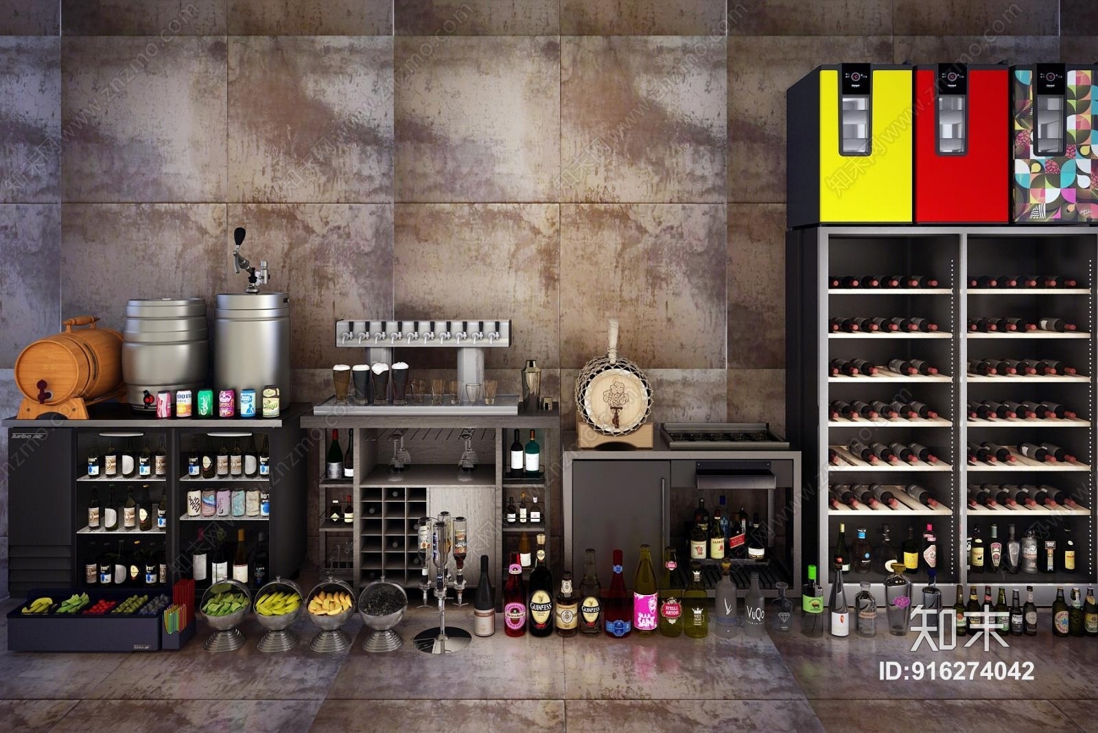 现代酒吧酒具3D模型下载【ID:916274042】