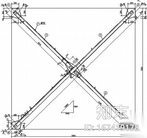 门式刚架柱间支撑节点构造详图cad施工图下载【ID:167419178】