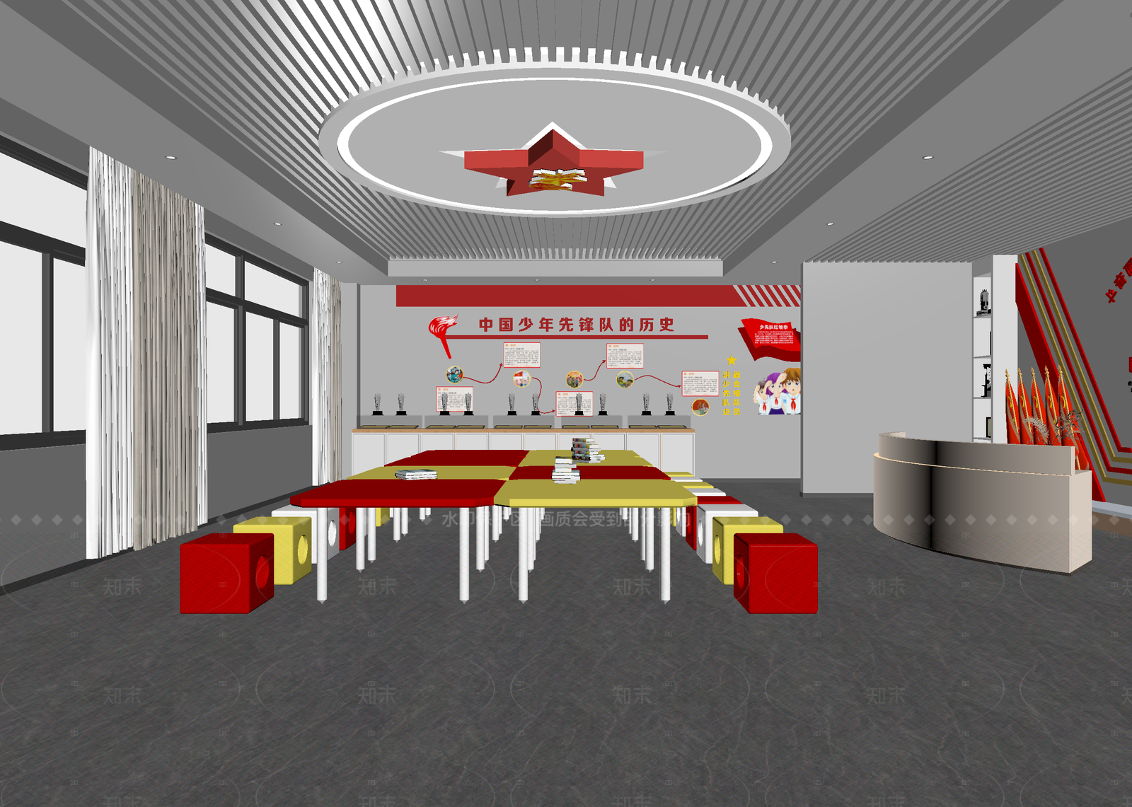 现代党建展厅3D模型下载【ID:1214999157】