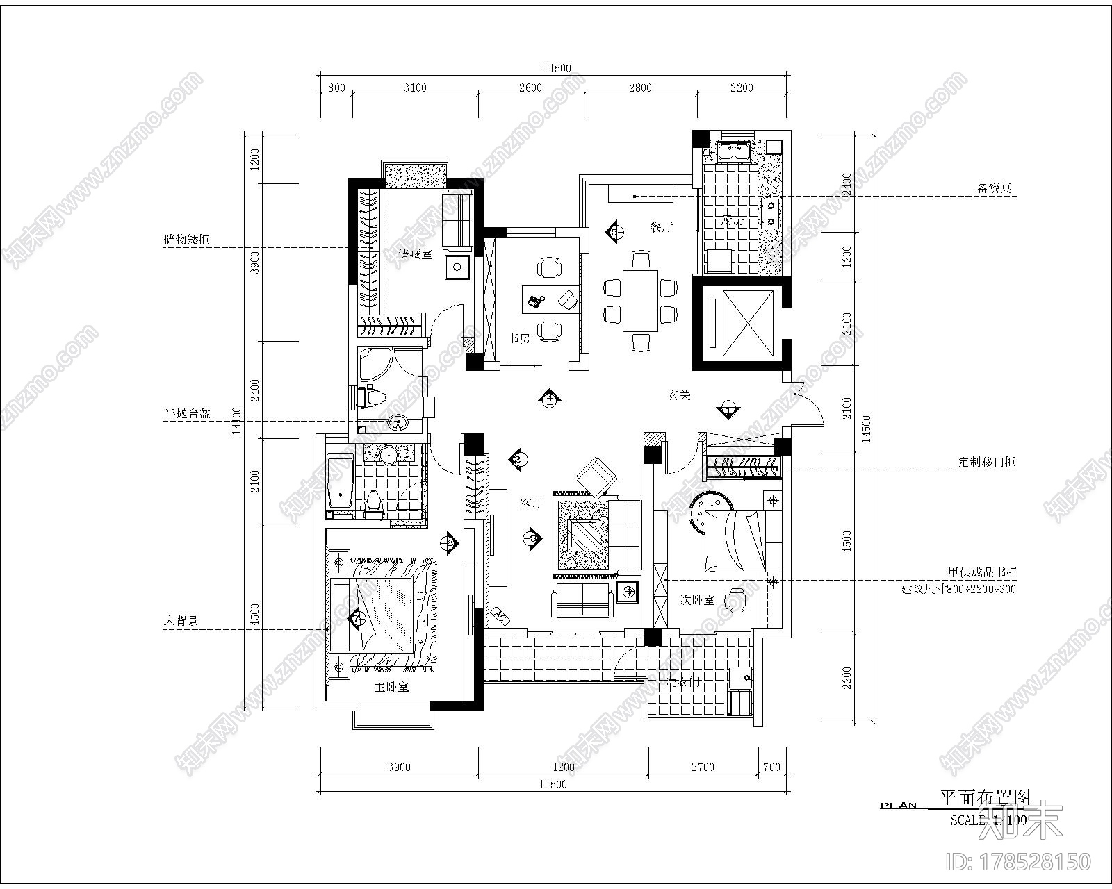 [常州]现代简约2居室室内设计全套CAD施工图施工图下载【ID:178528150】