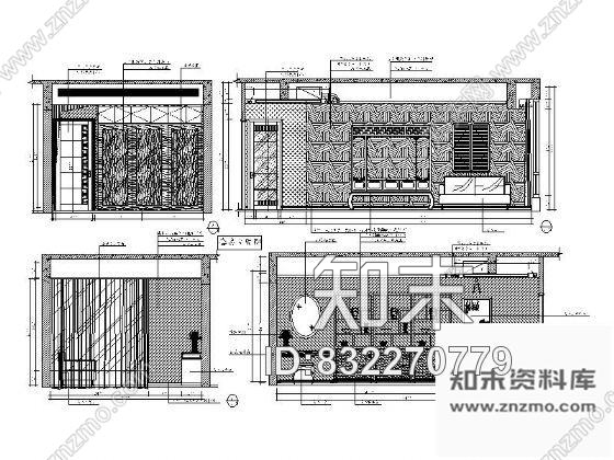 图块/节点中式风格卧室立面图cad施工图下载【ID:832270779】