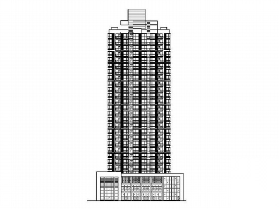 某二十七层一梯六塔式顶层复式商住楼建筑初步设计图cad施工图下载【ID:165922172】