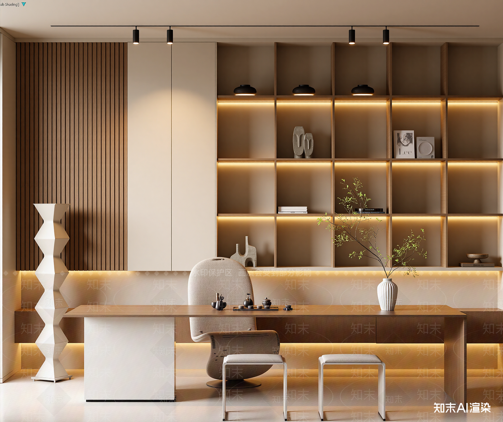 奶油书房3D模型下载【ID:1214859851】