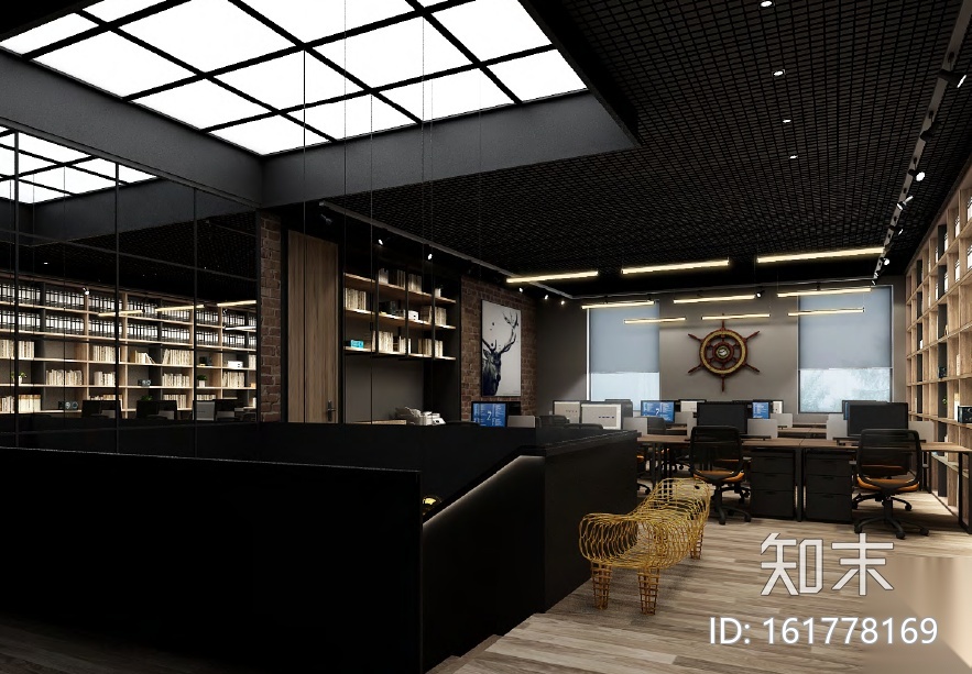 华谊兄弟办公室设计施工图（附效果图+物料表）cad施工图下载【ID:161778169】