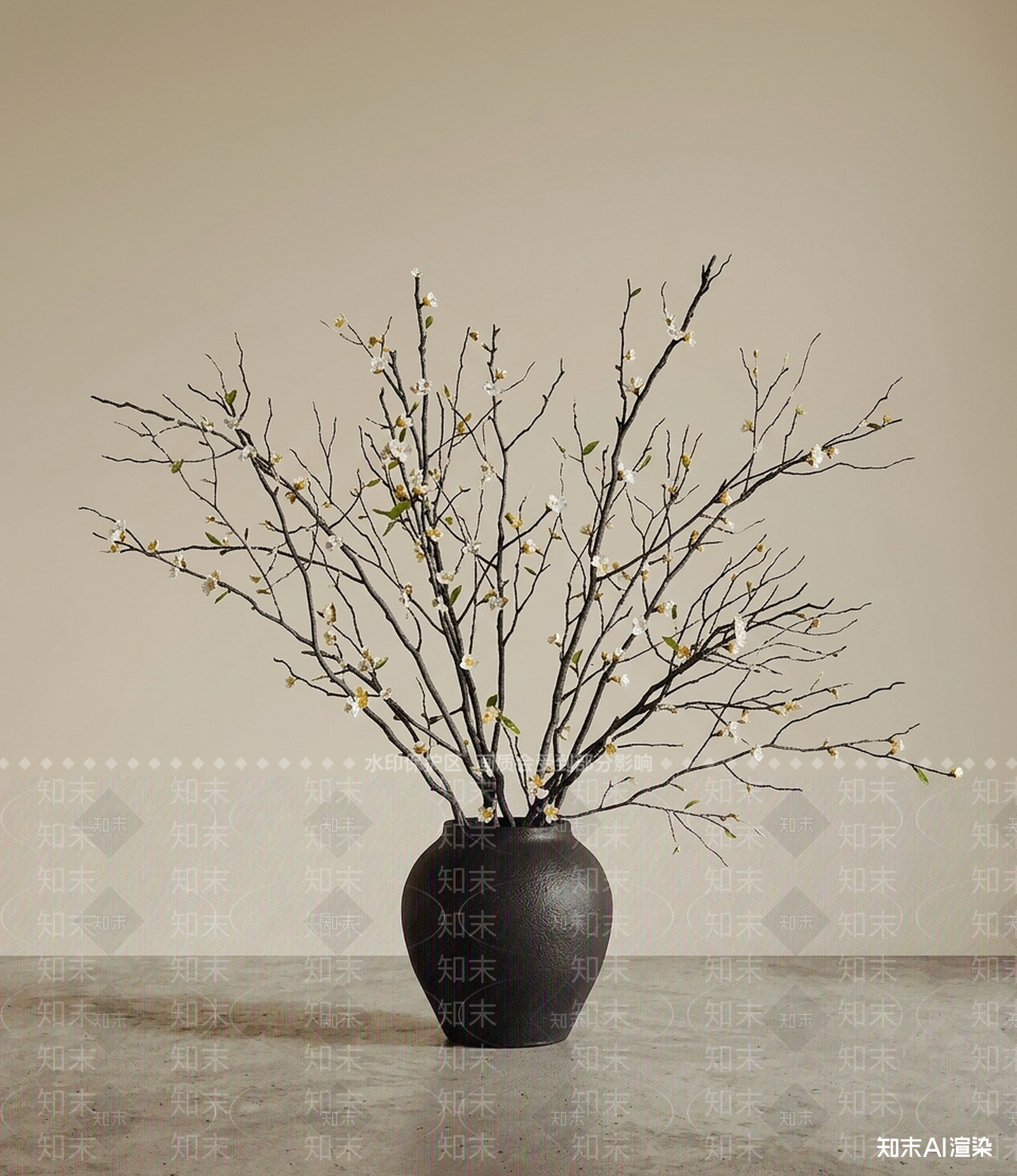 艺术枯枝绿植灌木3D模型下载【ID:1227315998】