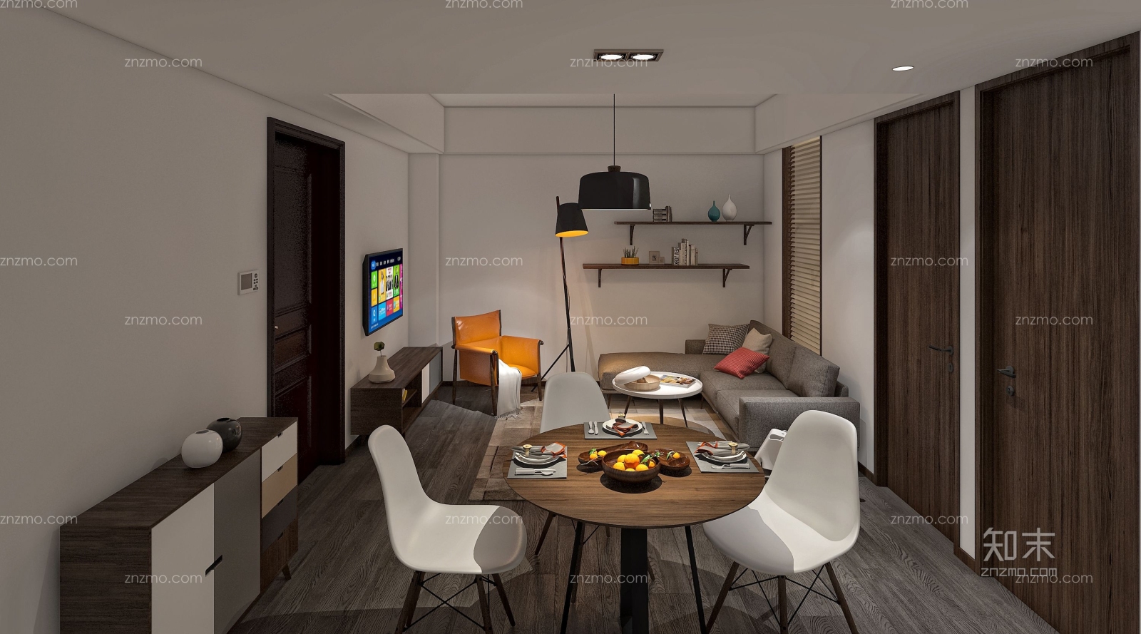 北欧公寓客餐厅3D模型下载【ID:95191278】