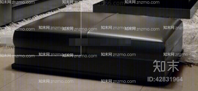 现代黑色皮质脚凳3D模型下载【ID:42831964】