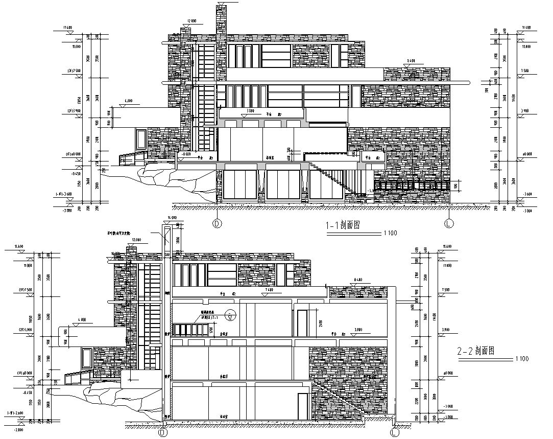 [北京]某三层流水别墅建筑施工图施工图下载【ID:149889186】