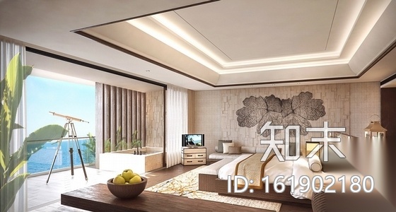 [三亚]五星级度假酒店中式标准大床房装修图（含效果）cad施工图下载【ID:161902180】