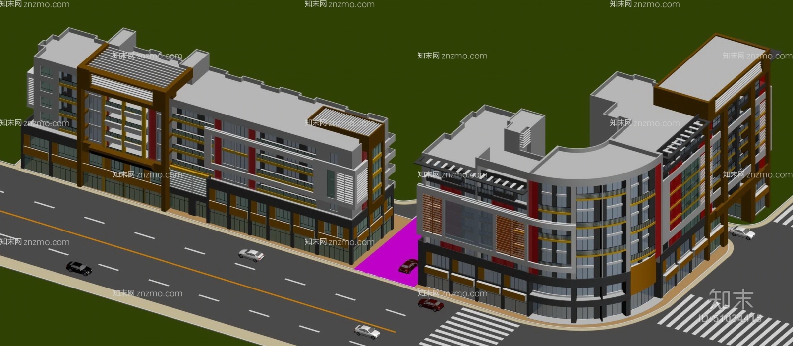 户外沿街商业街263D模型下载【ID:51034415】
