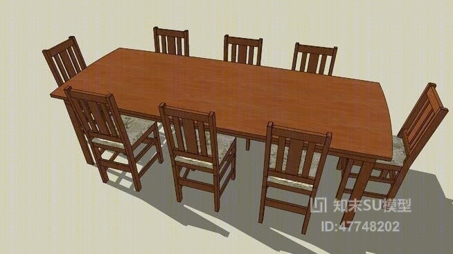 餐桌椅组合SU模型下载【ID:47748202】