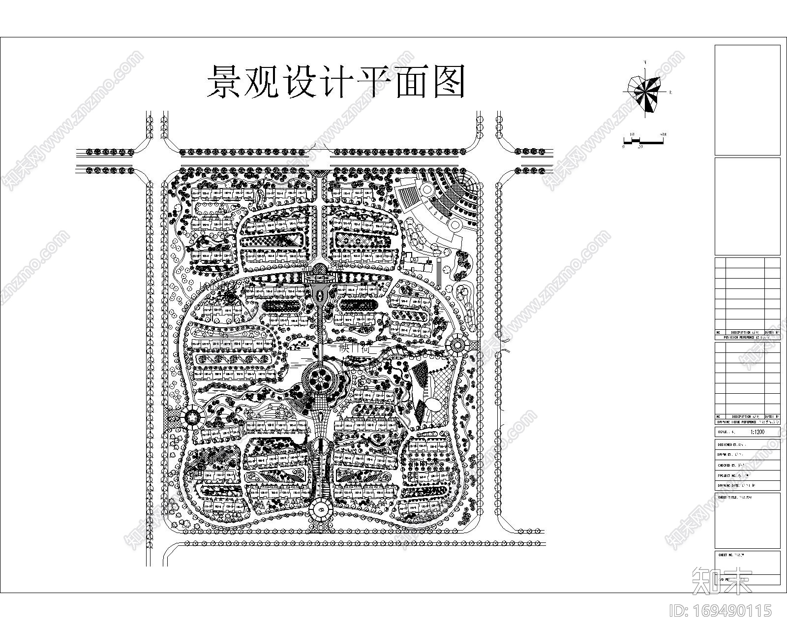 小区园林景观设计CAD平面规划图施工图下载【ID:169490115】