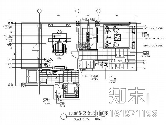 D3型豪华酒店花园套房室内设计施工图cad施工图下载【ID:161971196】