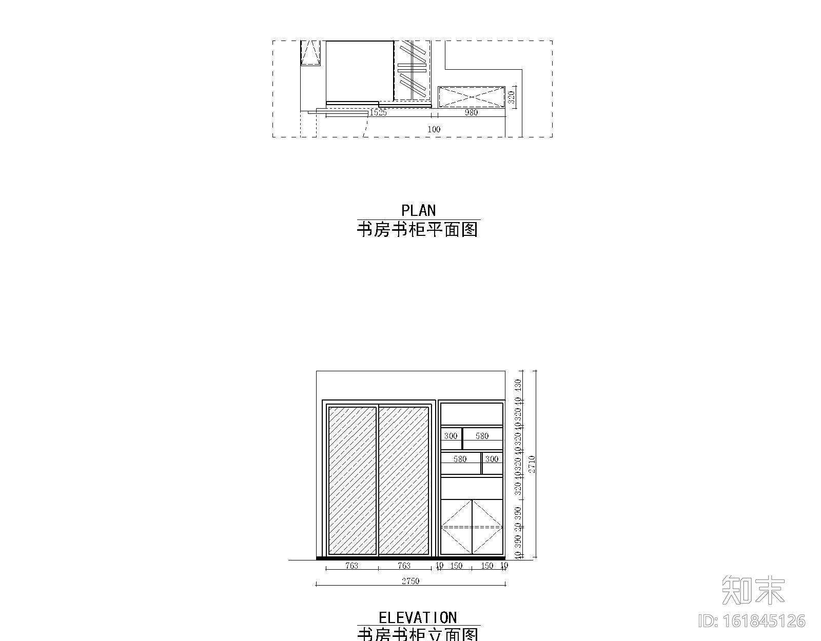 51套书柜书架设计CAD设计图纸cad施工图下载【ID:161845126】