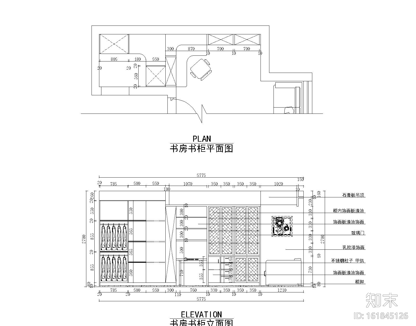 51套书柜书架设计CAD设计图纸cad施工图下载【ID:161845126】