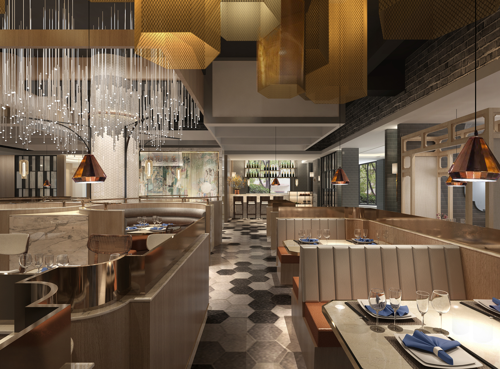江苏900㎡中式餐厅装修设计施工图+SU模型cad施工图下载【ID:1131206374】