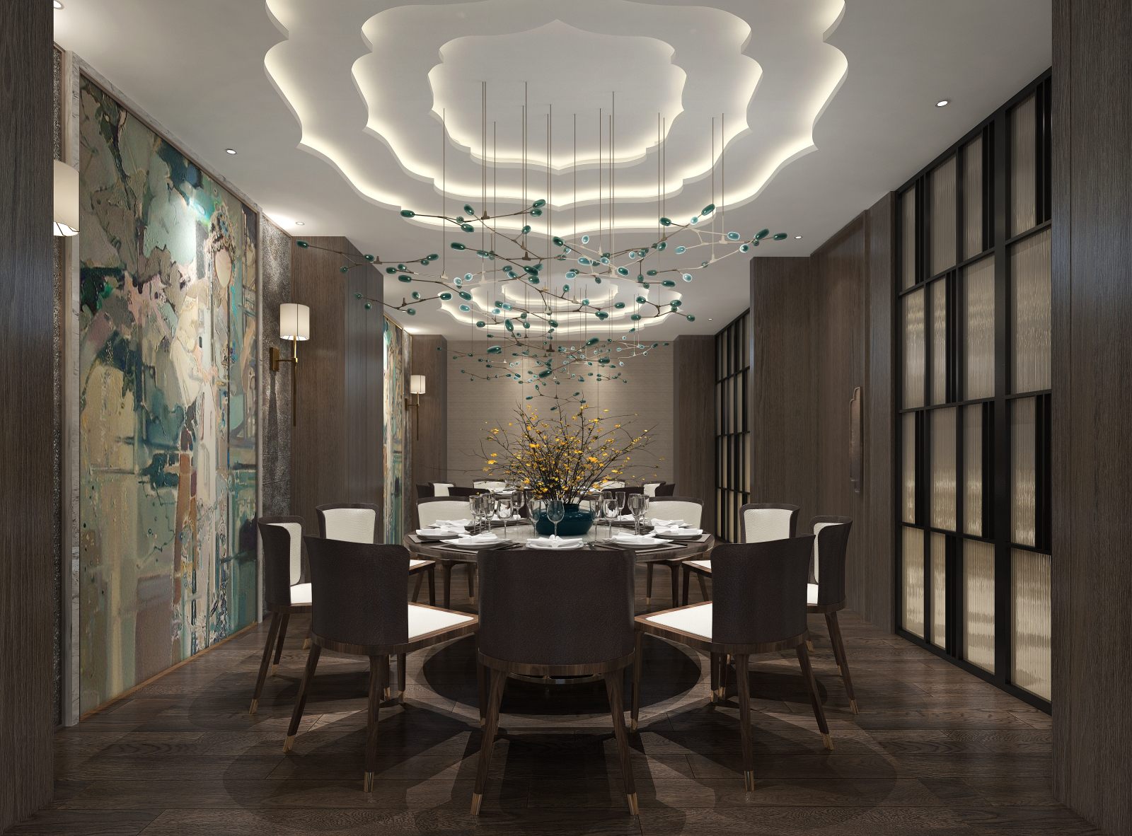 江苏900㎡中式餐厅装修设计施工图+SU模型cad施工图下载【ID:1131206374】