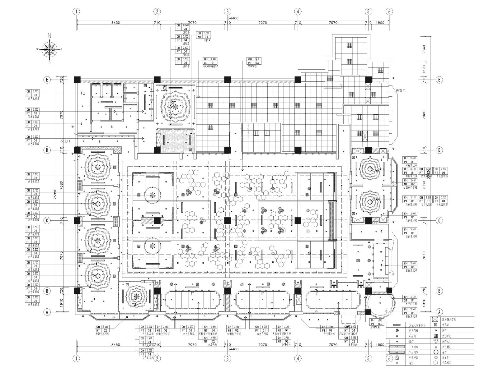 江苏900㎡中式餐厅装修设计施工图+SU模型cad施工图下载【ID:1131206374】