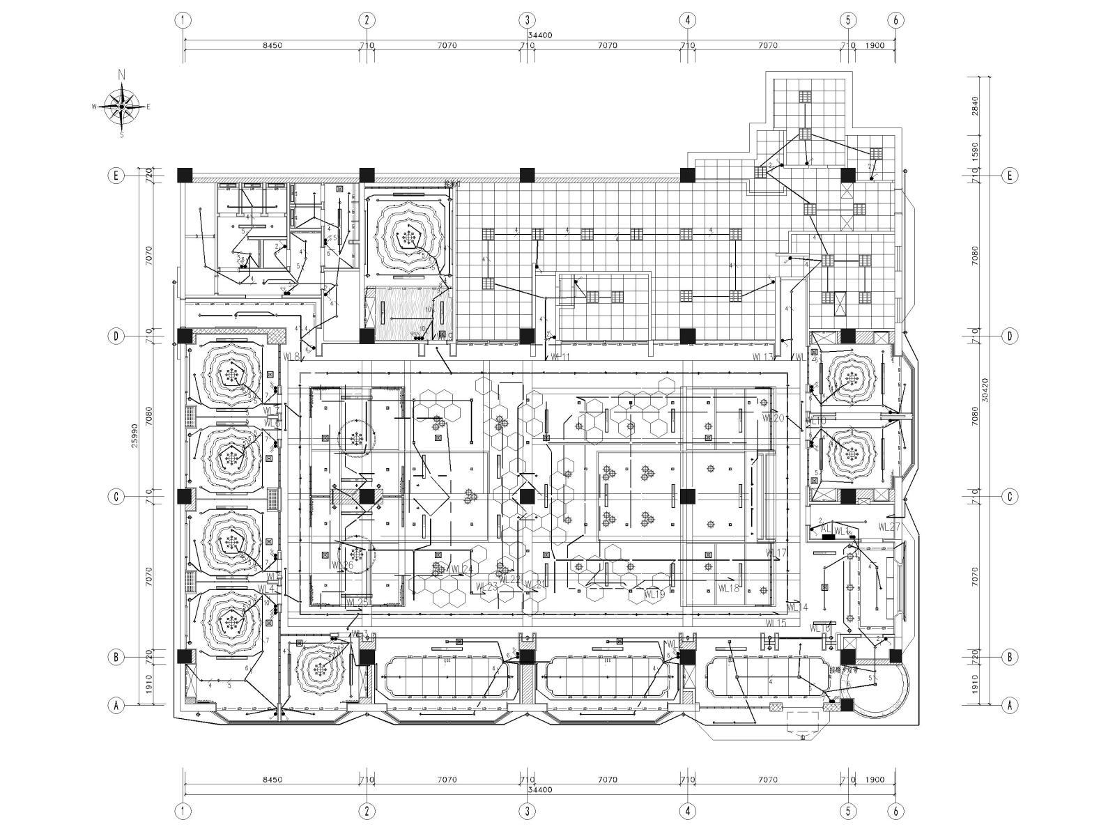 江苏900㎡中式餐厅装修设计施工图+SU模型cad施工图下载【ID:1131206374】