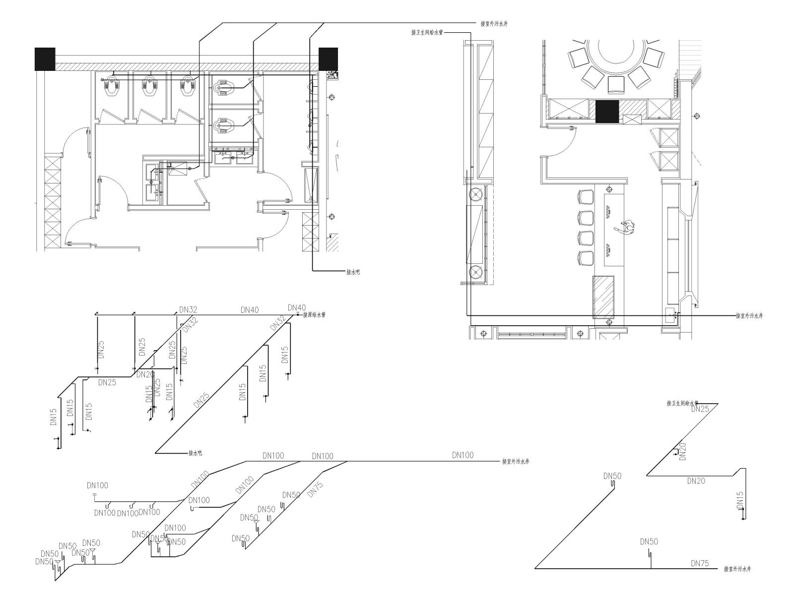 江苏900㎡中式餐厅装修设计施工图+SU模型cad施工图下载【ID:1131206374】