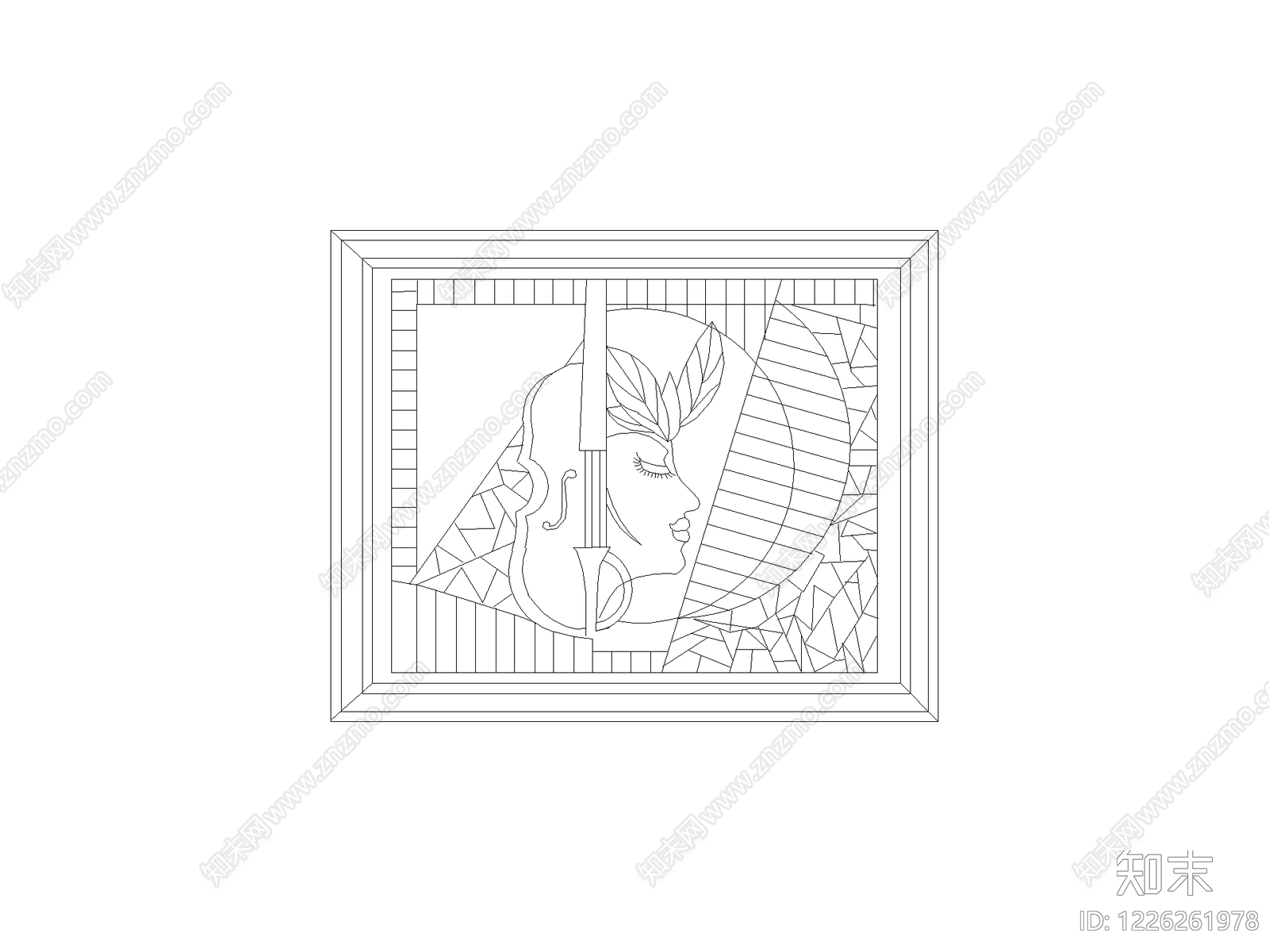 陈设类立面挂画cad施工图下载【ID:1226261978】