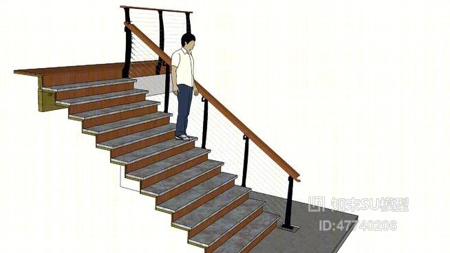 铁艺楼梯SU模型下载【ID:47740206】