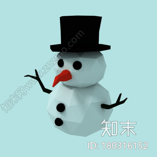 lowpoly几何雪人CG模型下载【ID:180316152】