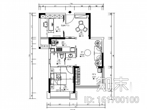 [湖北]温馨舒适一居室室内设计CAD施工图（含效果图）施工图下载【ID:161700100】