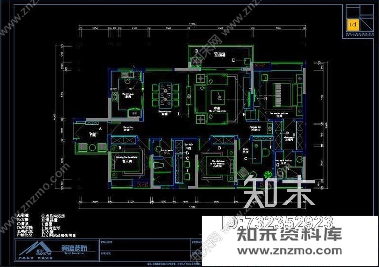赵益平-湘域中央花园C样板间施工图下载【ID:732352923】