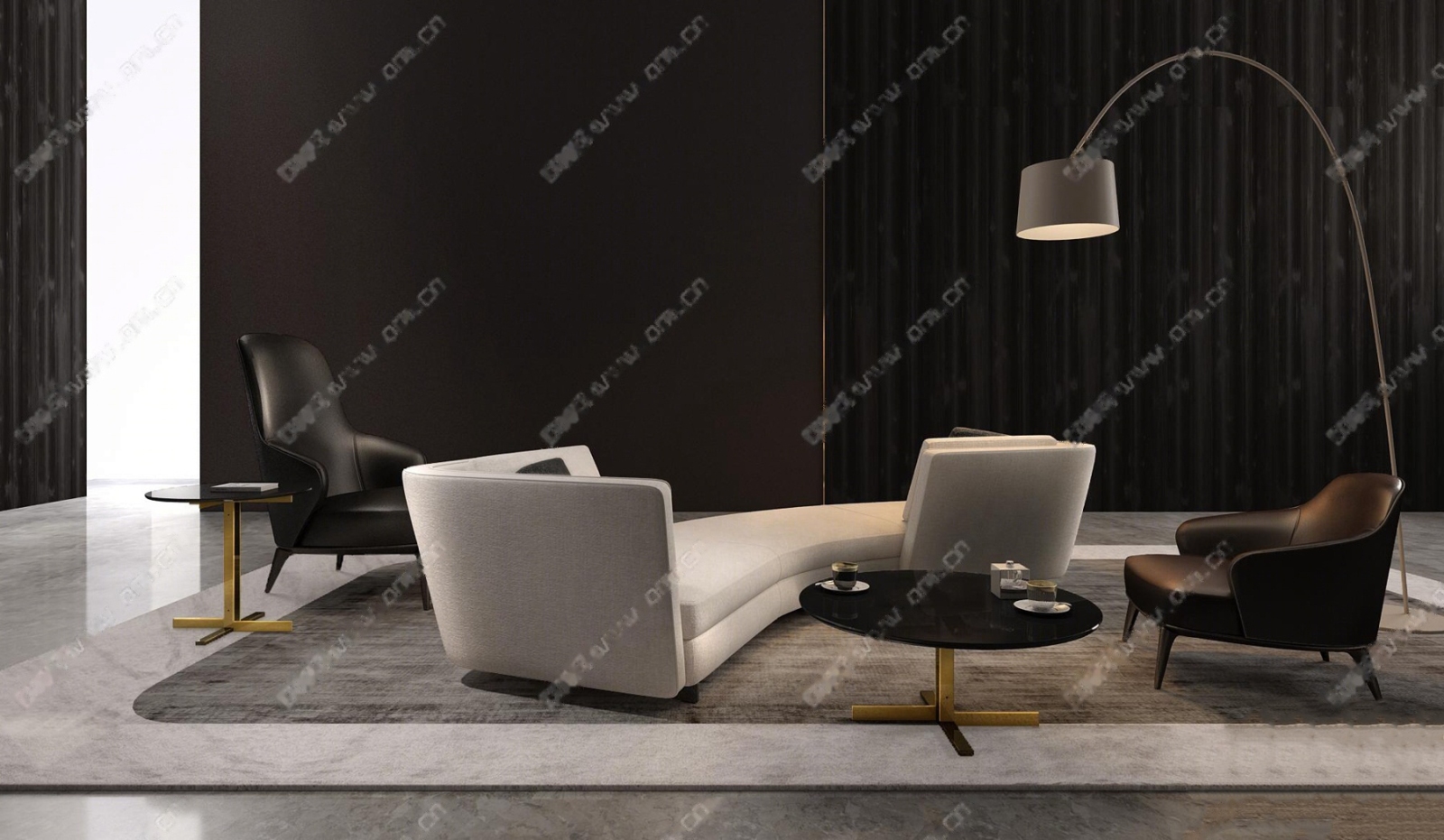 （悬赏模型）Minotti品牌沙发Seymour系列现代多人沙发茶几组合3D模型下载【ID:120637091】