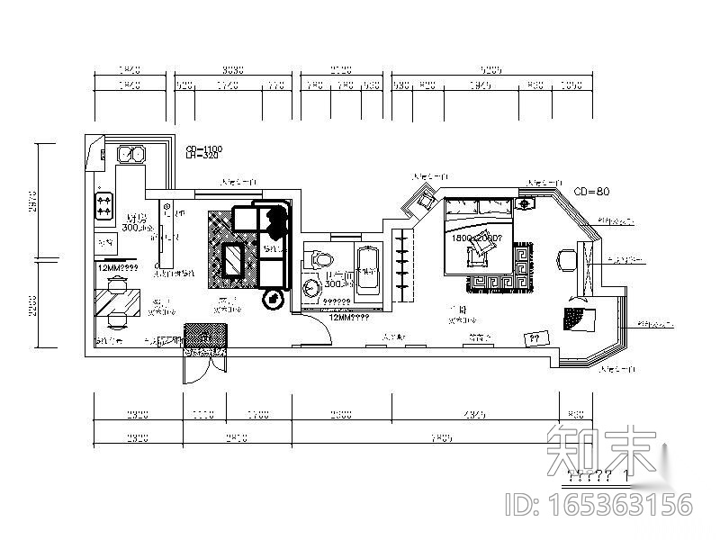 精致一居室装修图(含实景)cad施工图下载【ID:165363156】