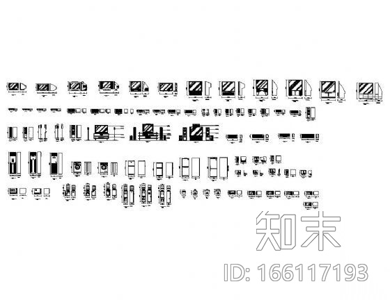 家电及尺寸图块集cad施工图下载【ID:166117193】