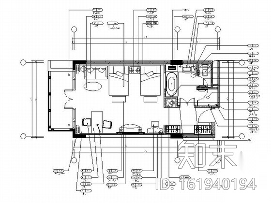 [广东]高档酒店双床客房室内精装CAD竣工图cad施工图下载【ID:161940194】