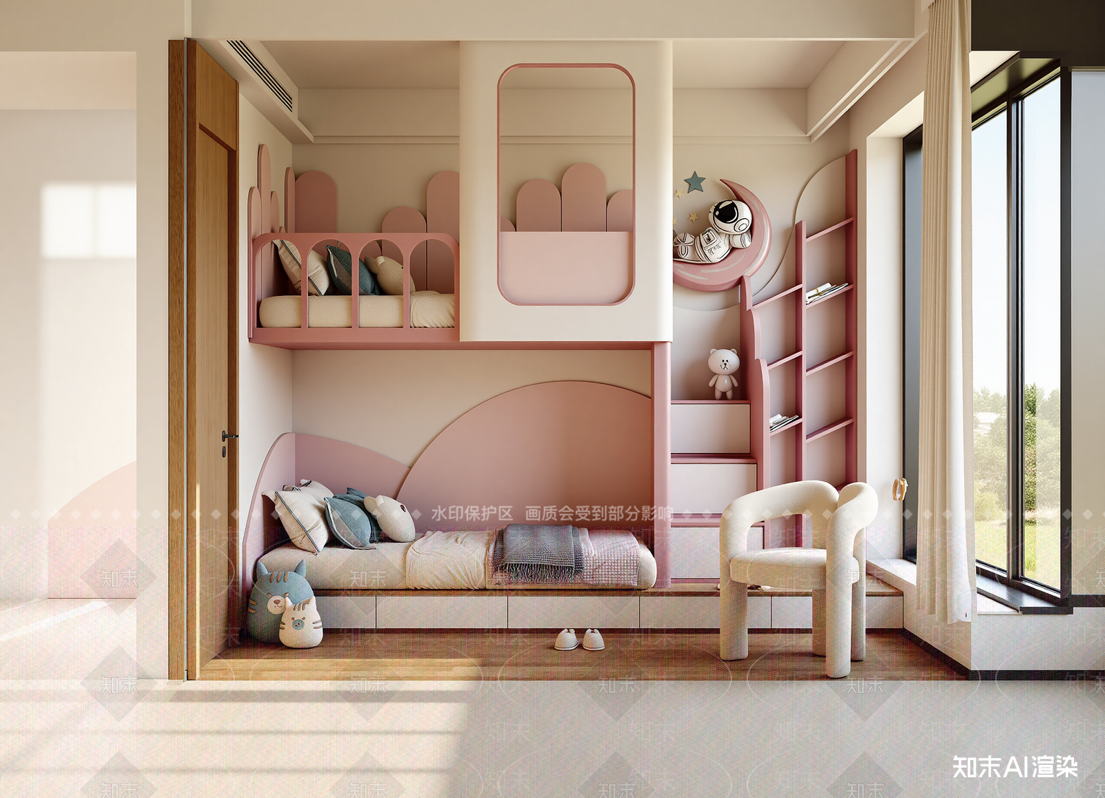 现代通用儿童房3D模型下载【ID:1214939619】