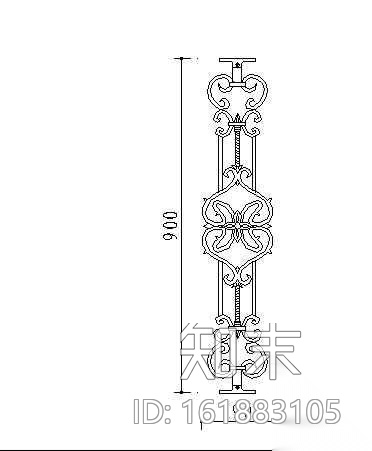 铁艺围栏纹饰一cad施工图下载【ID:161883105】