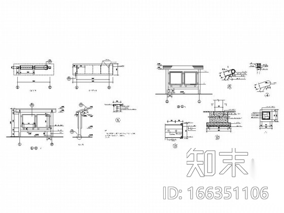 园林廊架施工图41例cad施工图下载【ID:166351106】