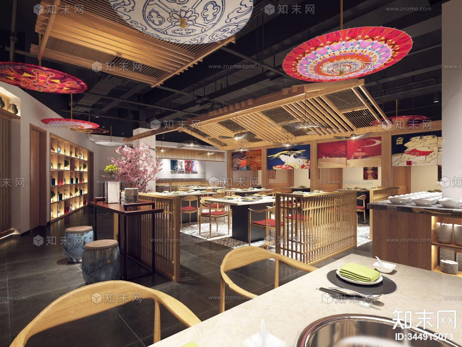 日式料理餐厅3D模型下载【ID:344915073】