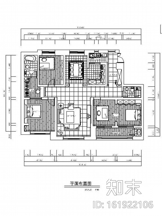 韩式三居室样板间装修竣工图施工图下载【ID:161922106】