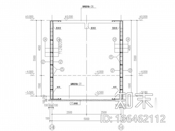 矩形消防水池框剪结构cad施工图下载【ID:166462112】
