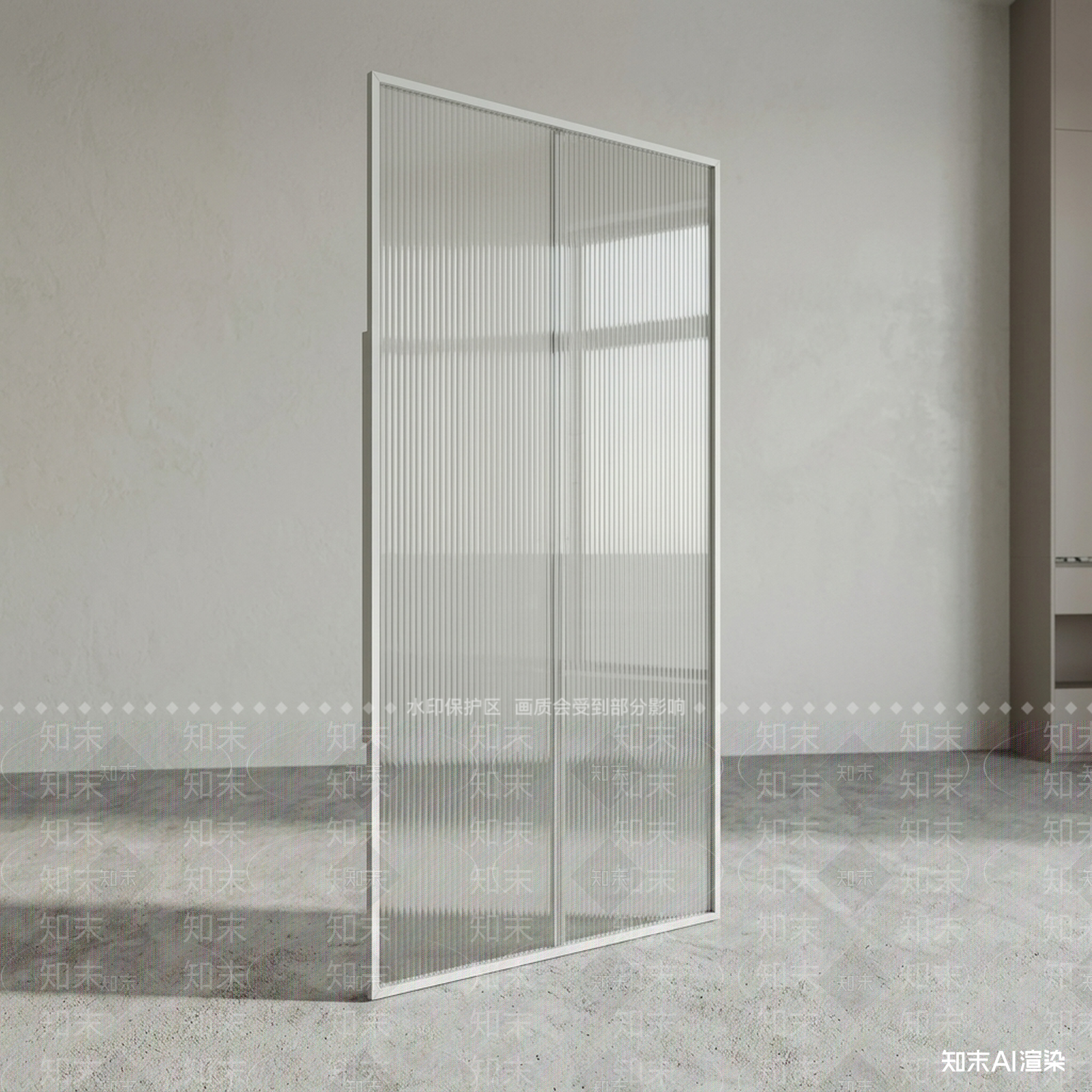 现代推拉门3D模型渲染效果图